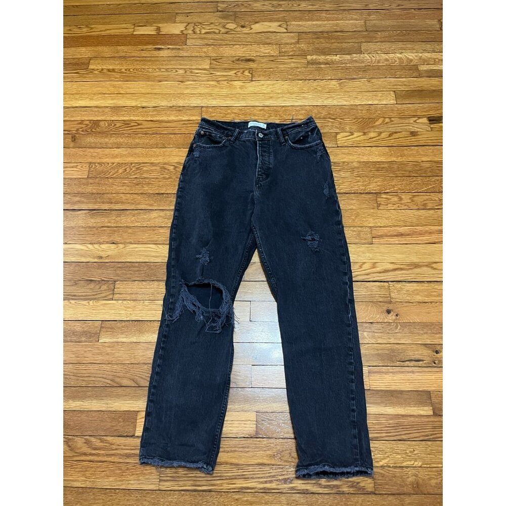 Abercrombie & Fitch The Dad High Rise Jeans Black Distressed Women's Size 8
